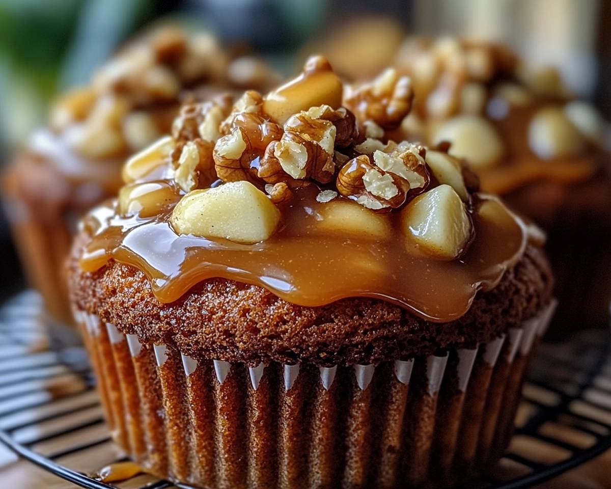 Apple Cinnamon Walnut Cake with Caramel Drizzle