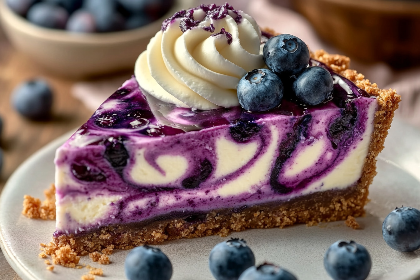 Blueberry Swirl Cheesecake Recipe | 5-Step Creamy Delight Dessert