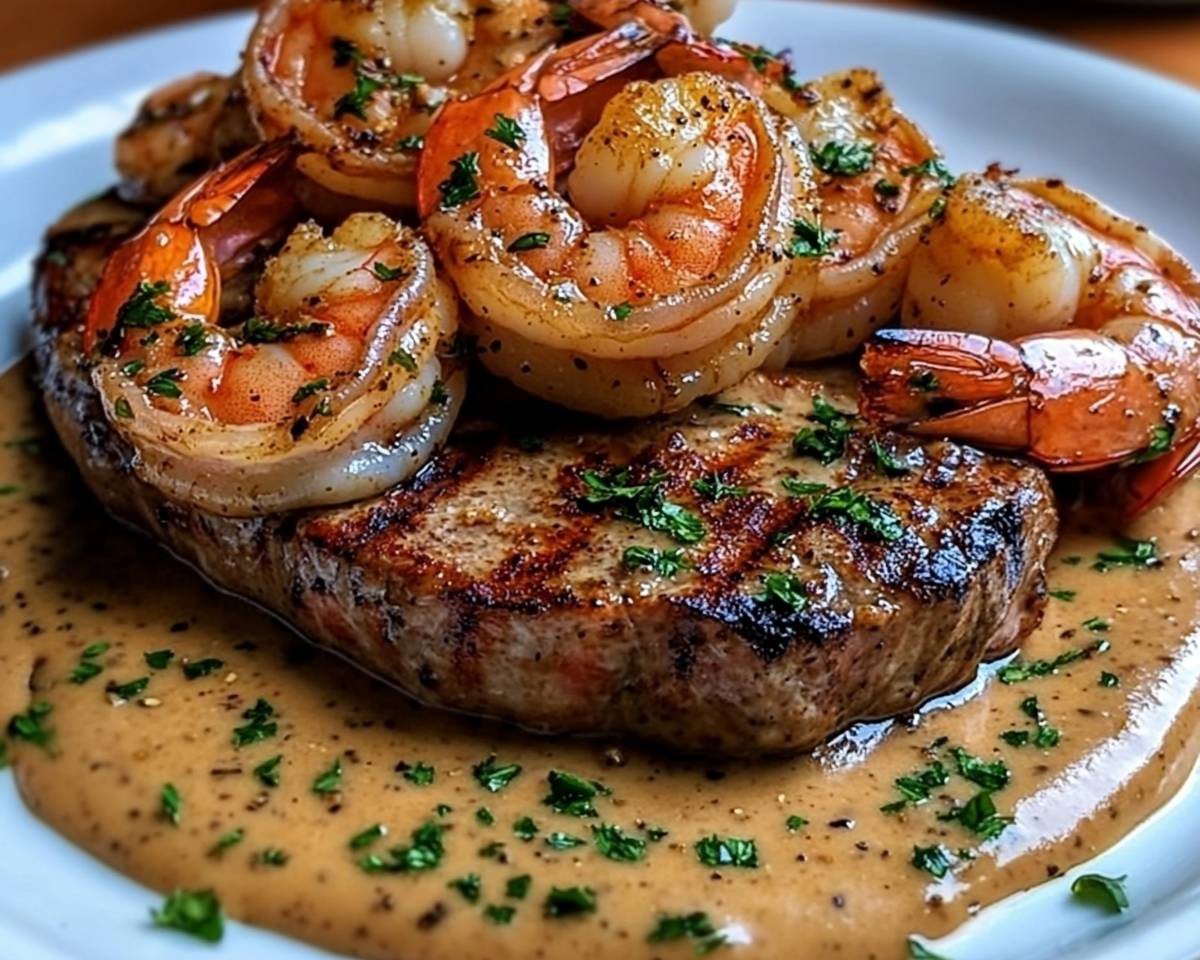 Cajun Shrimp Creamy Sauce Steak