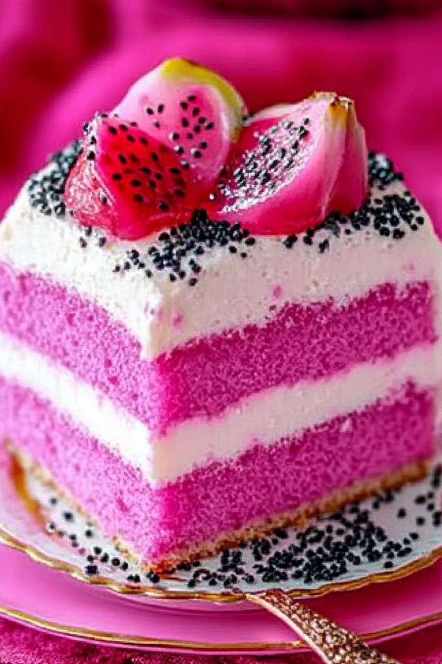 Pink Dragon Fruit Layer Cake Recipe | 5-Layer Tropical Delight for Special Occasions