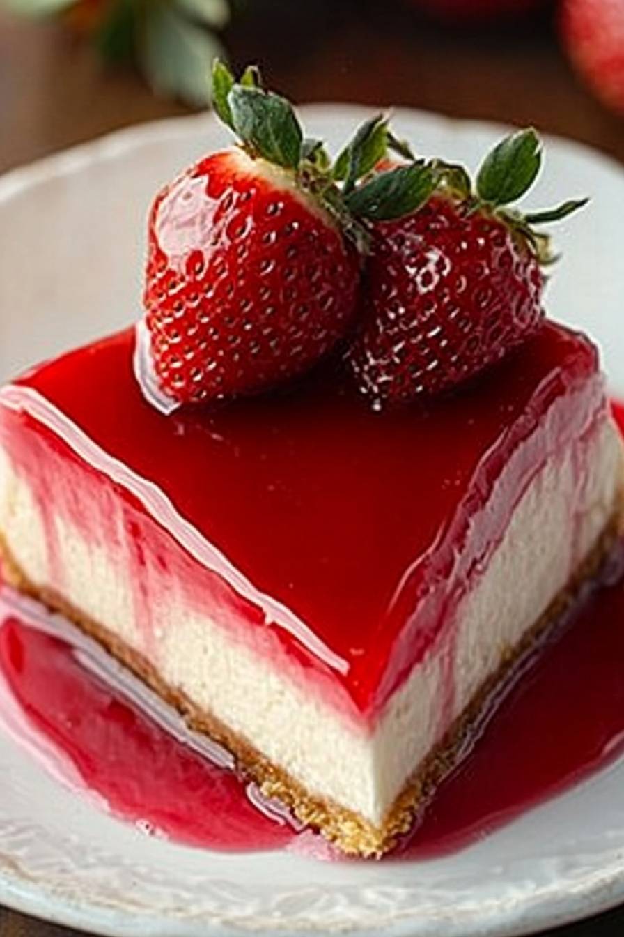 The Best Baked Strawberry Cheesecake