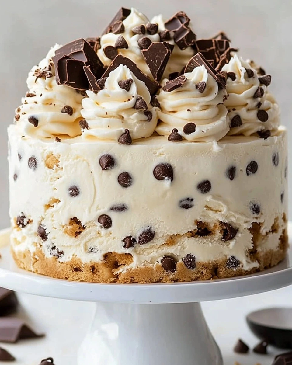 Delicious Chocolate Chip Cookie Dough Ice Cream Cake