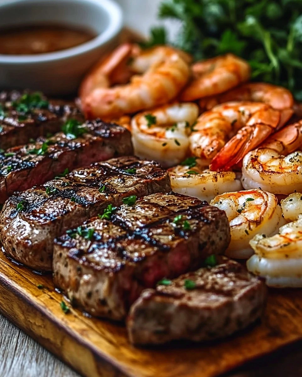 Garlic Butter Steak Bites and Shrimp Feast