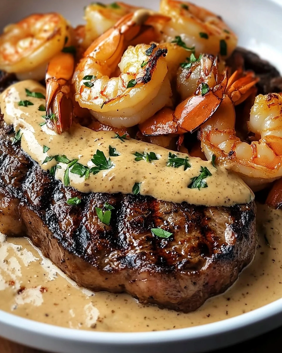 Steak with Creamy Cajun Shrimp Sauce