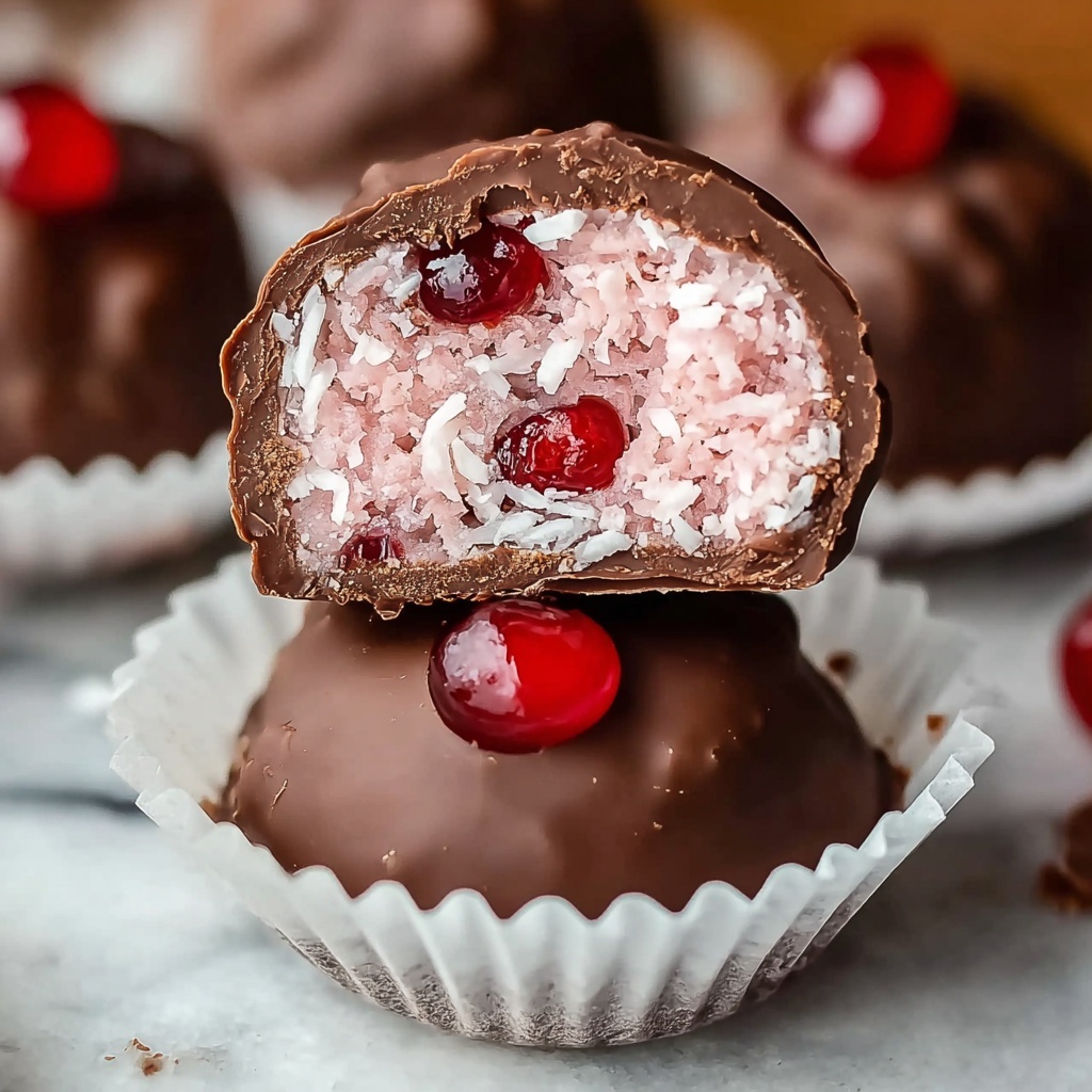 Chocolate Cherry Coconut Truffles - Easy Holiday Treat Recipe - Recipe Image