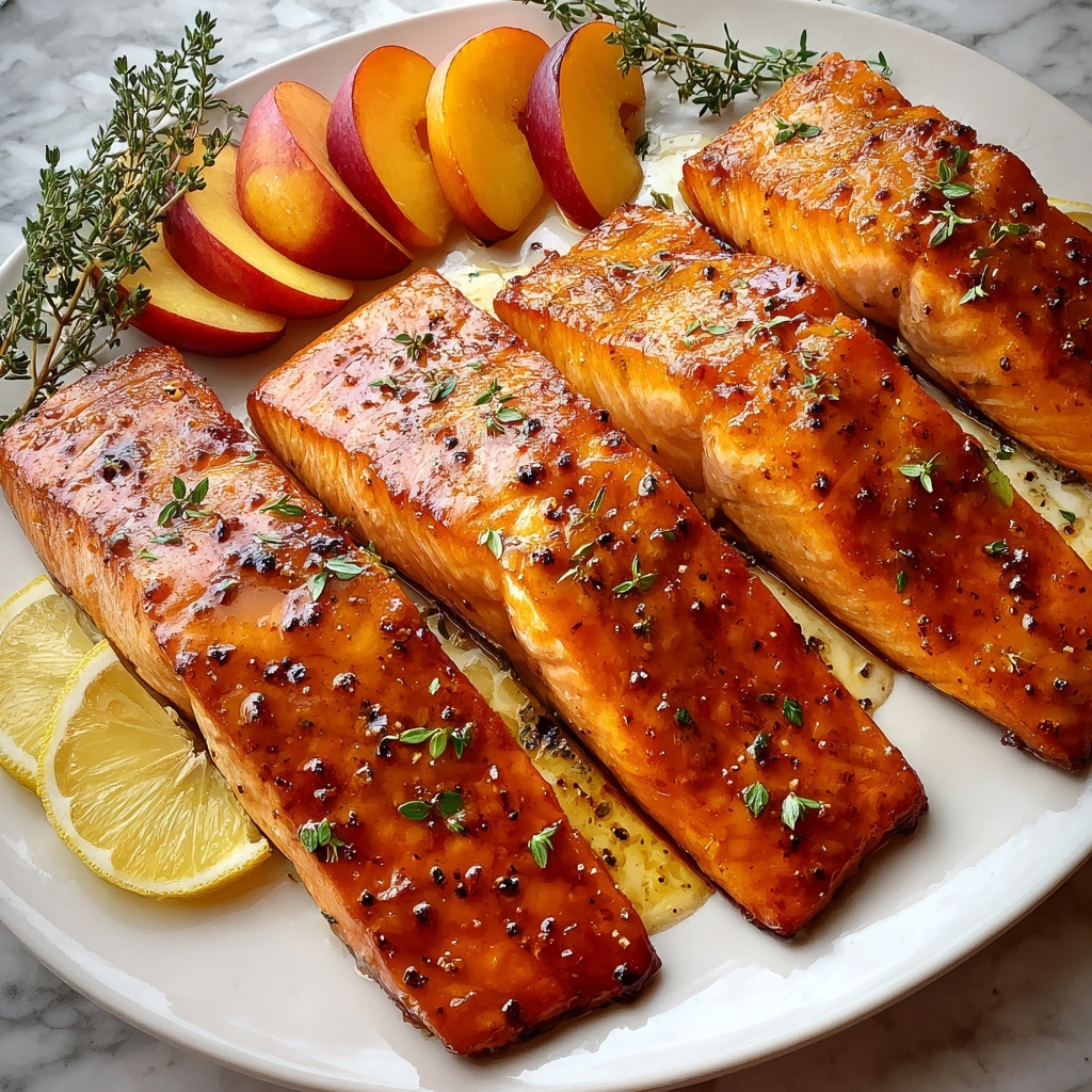 Bourbon Peach Roasted Salmon Recipe - Recipe Image